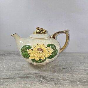1940 Hull Art Pottery Tea Pot 6 Cup Floral Ceramic Mid Century Collectible USA